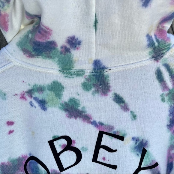 🎉HP🎉*Obey | Chaos & Dissent Tied Dye Hoodie in White Size M - Picture 9 of 10